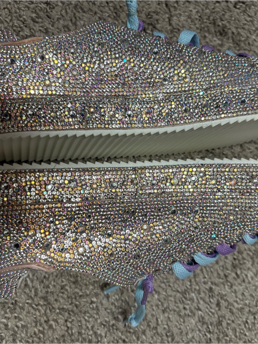 Matisse Iridescent Crystal Sneakers with Purple and Light Blue Laces - Picture 3 of 5